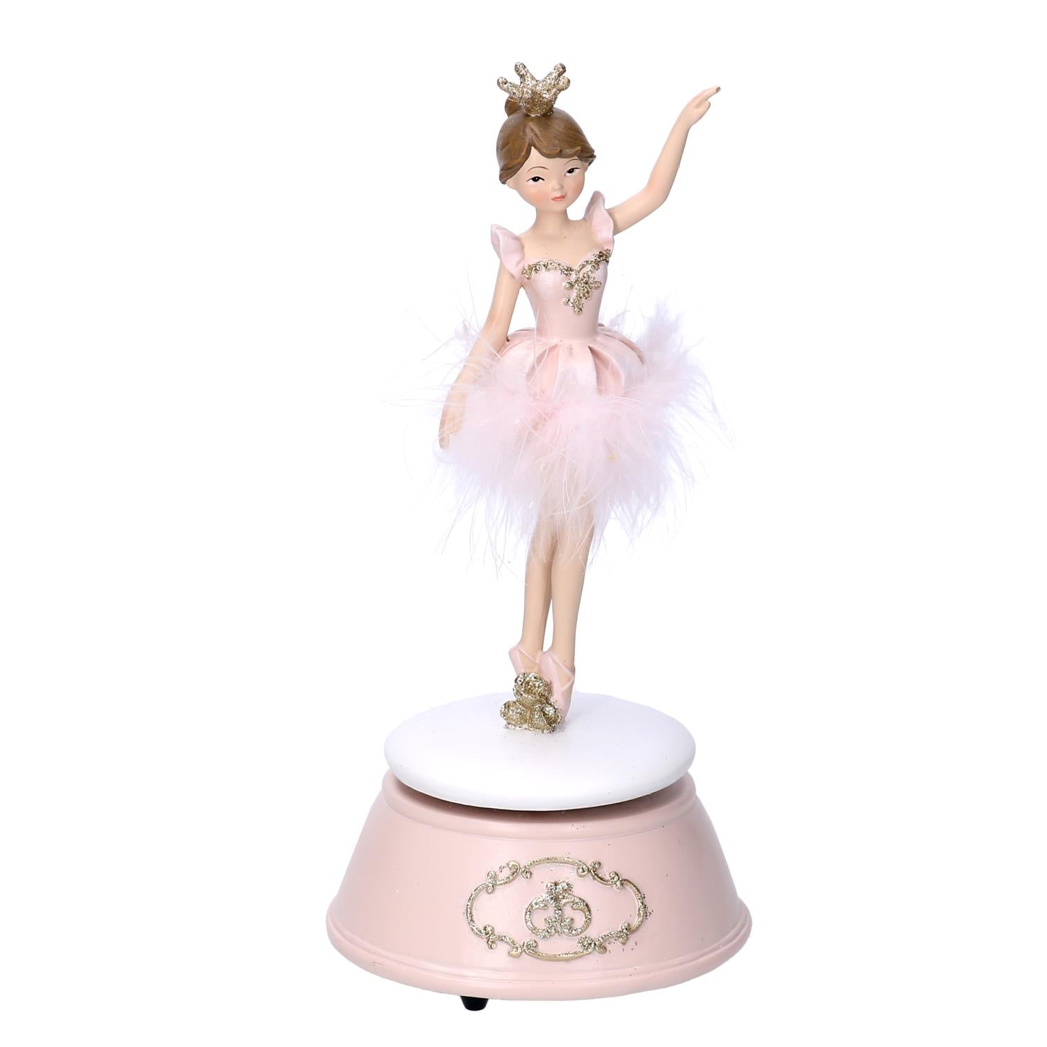 Carillon Ballerina, Resina, Rosa, 10,5x10,5x22,5cm – Papee Home
