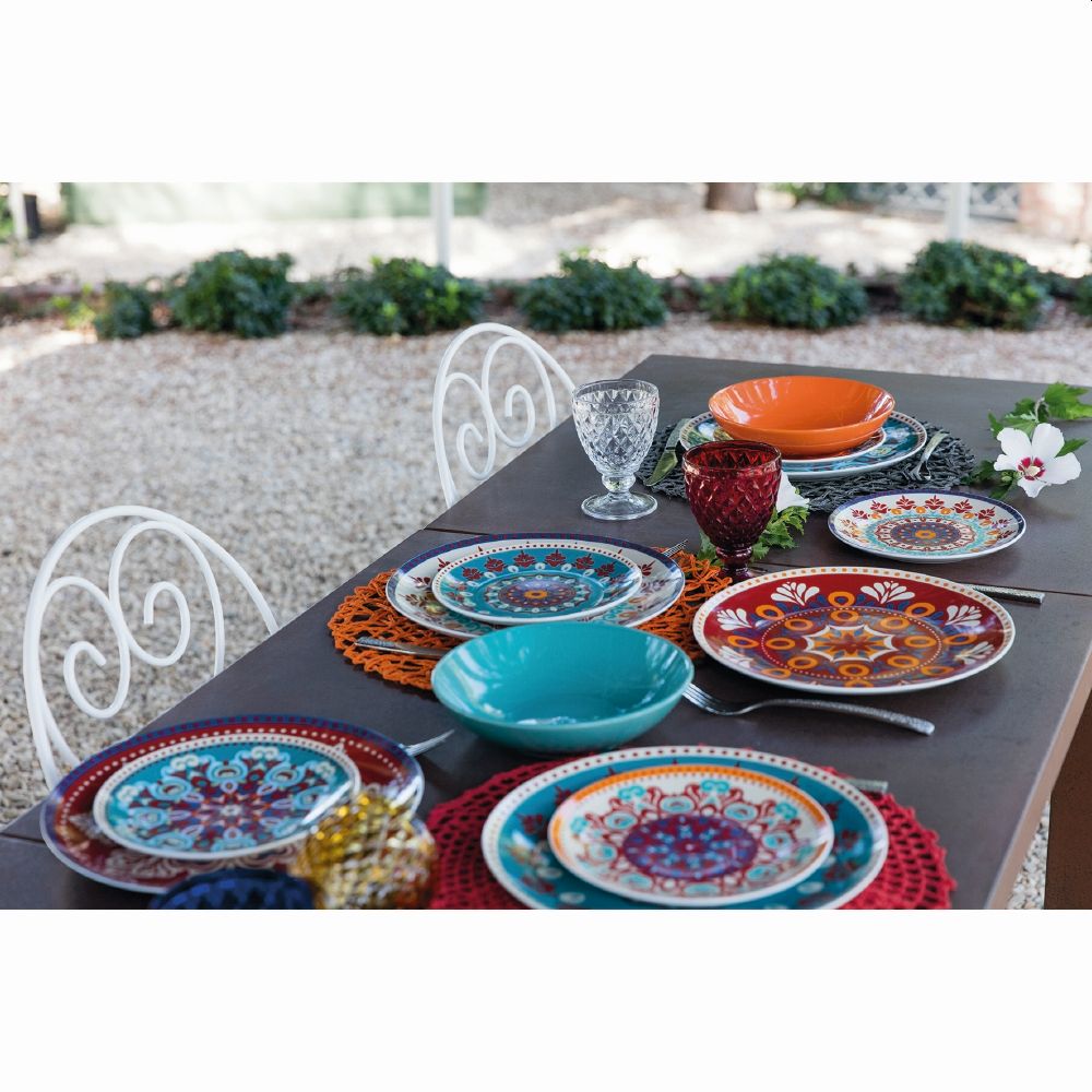 Set 18 piatti Shiraz, Porcellana, Multicolore – Papee Home